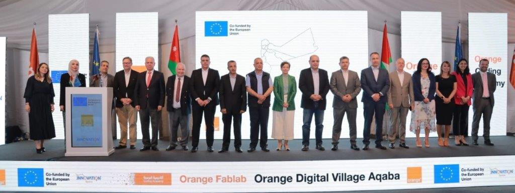 Guests during the inauguration of the Orange Digital Village in Aqaba, and the Women Digital Centre at Princess Basma Centre for Human Development on Wednesday (Photo courtesy of Orange Jordan)